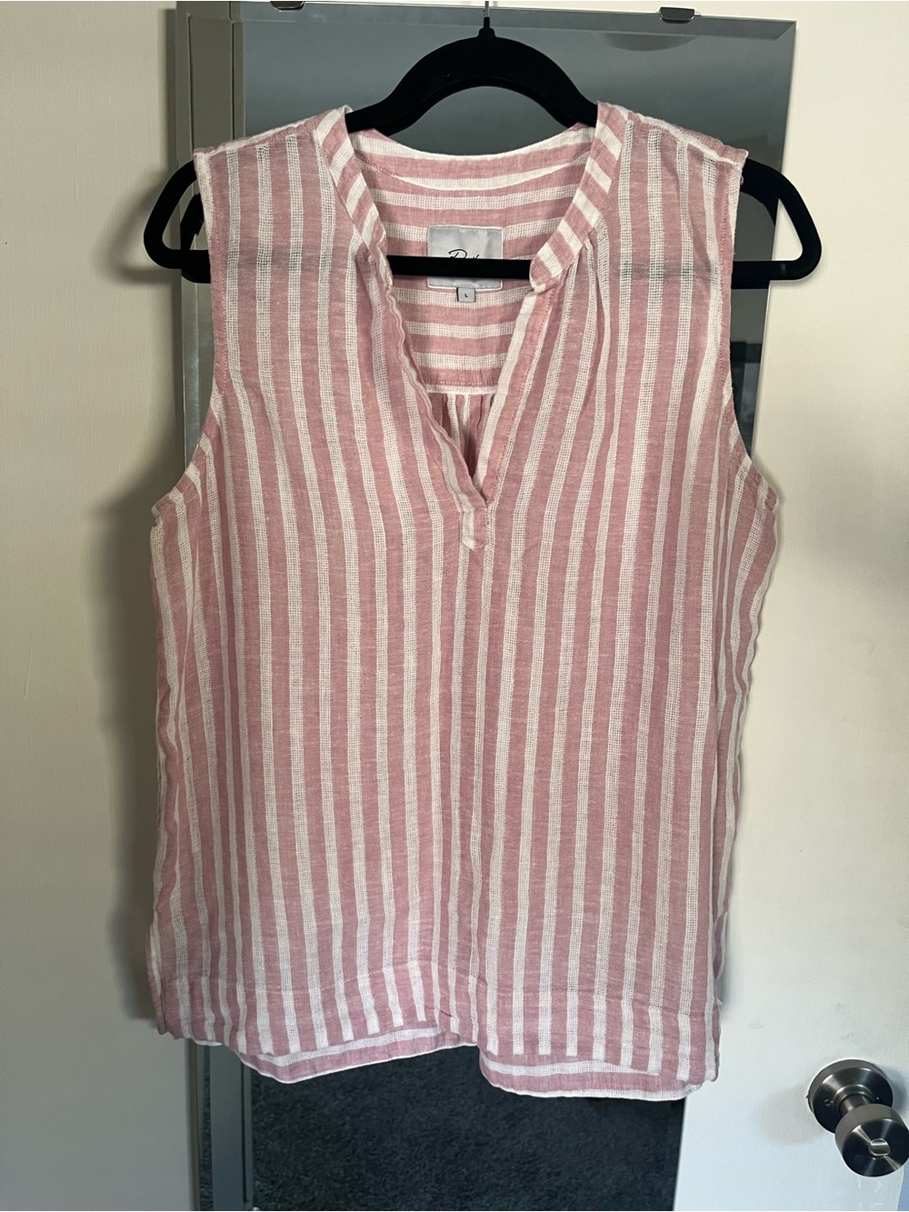 Rails Morgan Rose Stripe Linen Blend Sleeveless Tank Top Size Large